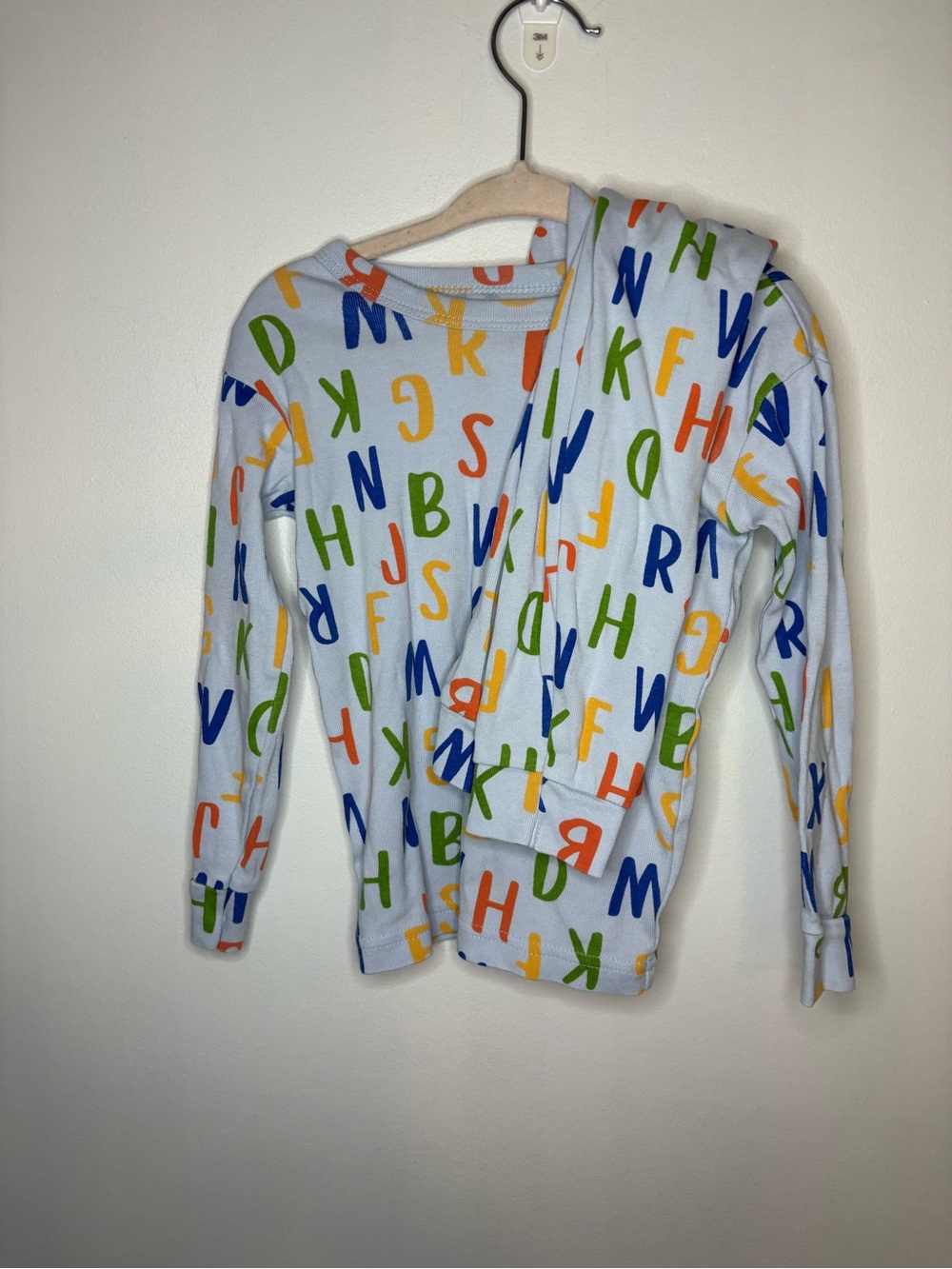 Gap Kids Organic Cotton Alphabet Pajama Set - Multicolor Letters on Light Blue